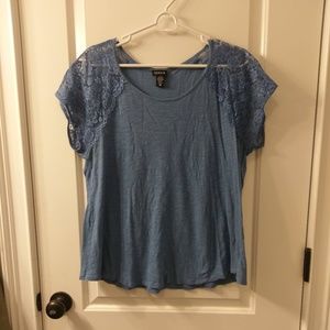 Torrid Light Blue Short Lace Sleeve Top - Size 00